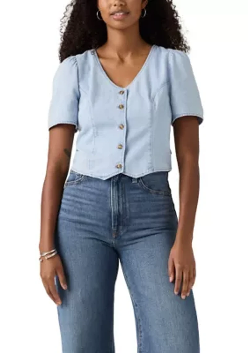 Moxie Short Sleeve Button Front Woven Shirt