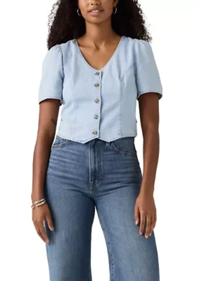 Moxie Short Sleeve Button Front Woven Shirt