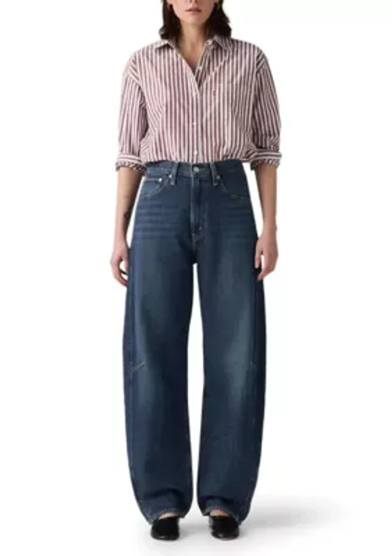 Cinched Barrel Mom Jeans