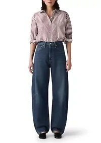 Cinched Barrel Mom Jeans