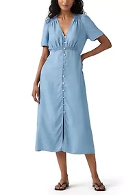 Take It Again Crepe Empire Waist Midi Dress