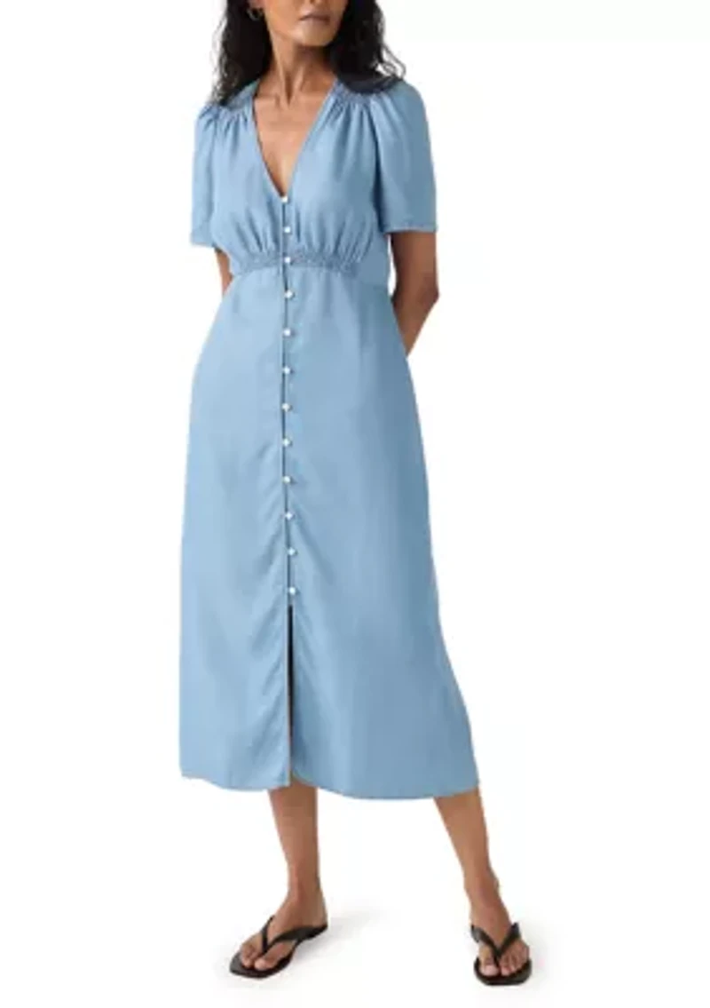 Take It Again Crepe Empire Waist Midi Dress