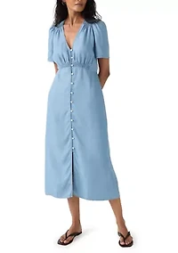 Take It Again Crepe Empire Waist Midi Dress