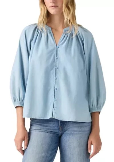 Phoebe Soft Current 3/4 Puff Sleeve Blouse