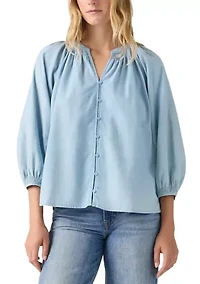 Phoebe Soft Current 3/4 Puff Sleeve Blouse