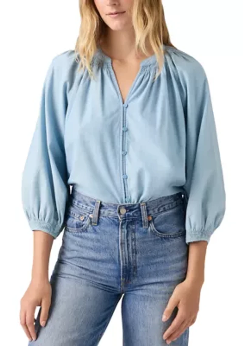 Phoebe Soft Current 3/4 Puff Sleeve Blouse