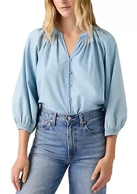 Phoebe Soft Current 3/4 Puff Sleeve Blouse