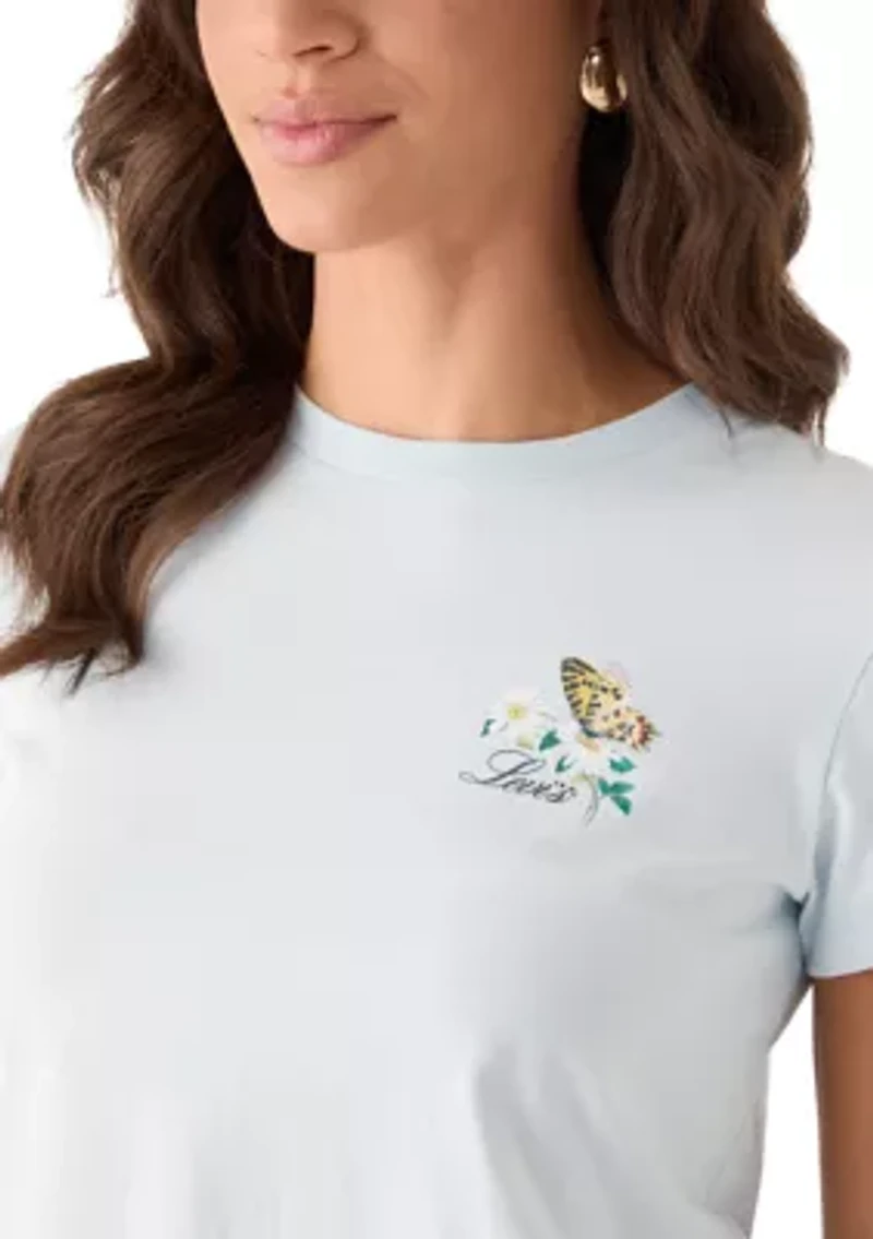 Women's Butterfly On Daisy Graphic T-Shirt