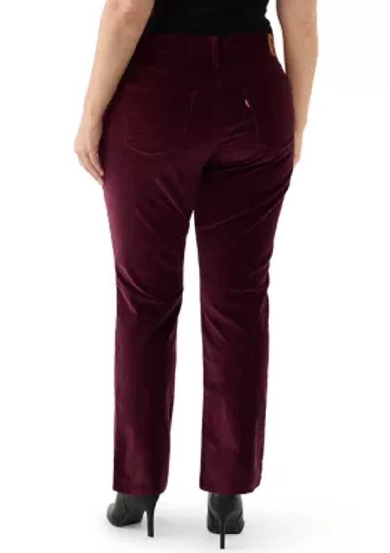 Plus Merlot Pull On Classic Straight Pants