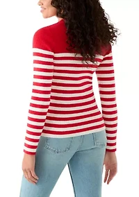 Ribbed Crew Neck Striped Sweater