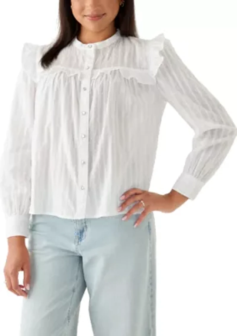Women's Long Sleeve Ruffle Blouse