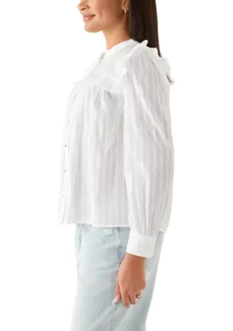 Women's Long Sleeve Ruffle Blouse