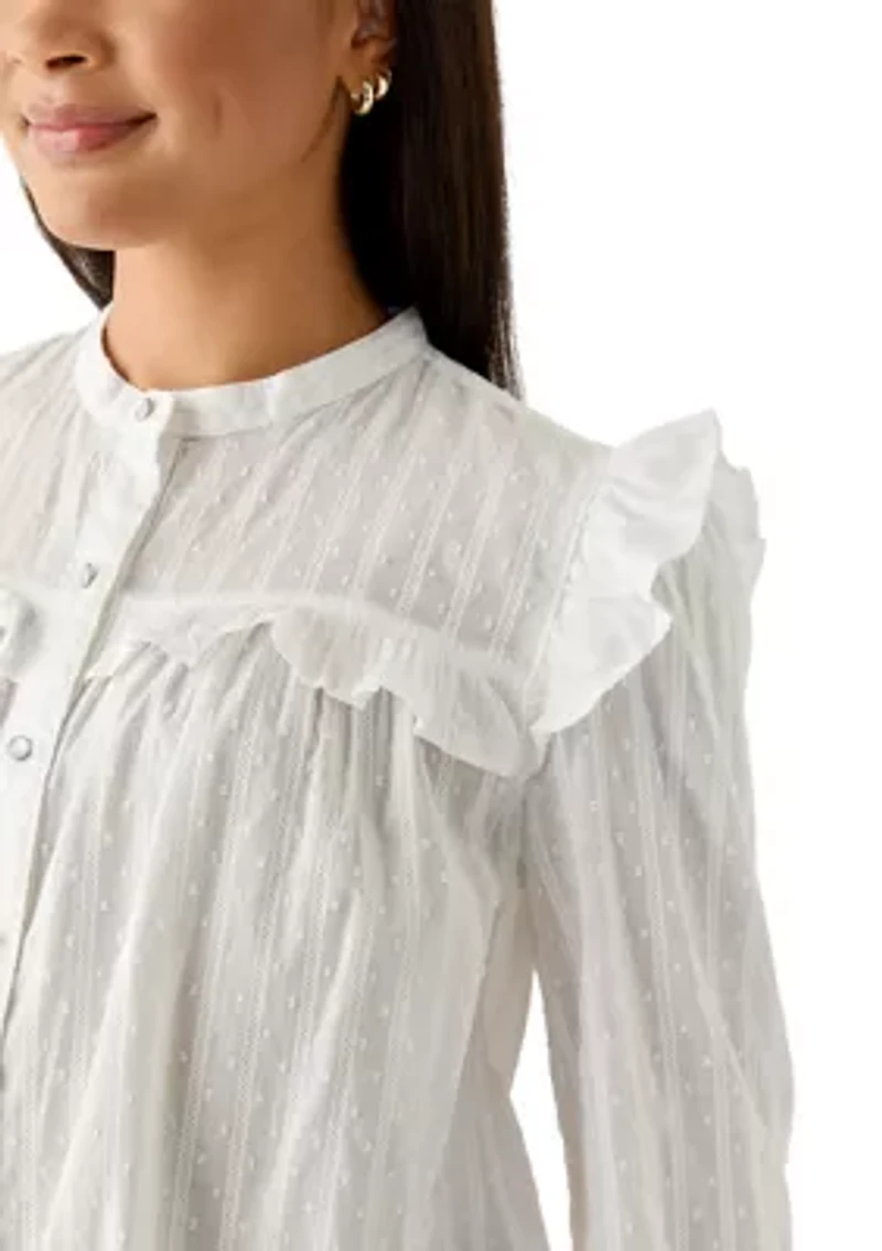 Women's Long Sleeve Ruffle Blouse