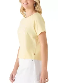 Women's Graphic Game Day Embroidered Flower T-Shirt