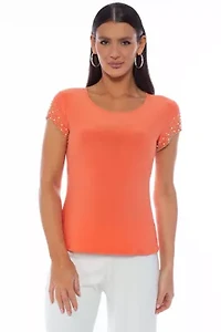Beaded Cap Sleeve Top