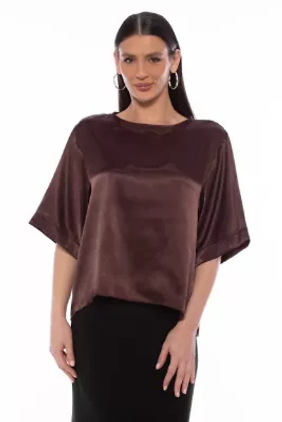 Satin Boat Neck Cuffed Sleeve