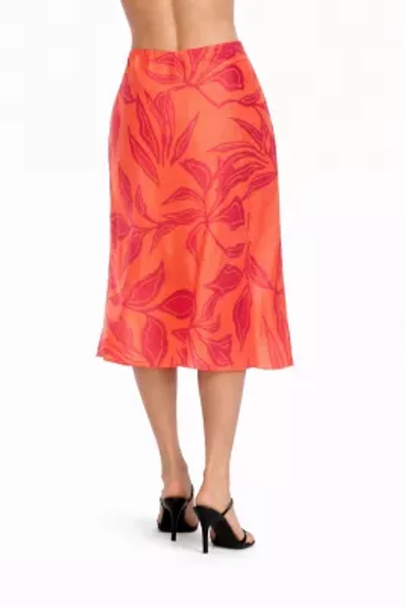 Asahi Print Leaf Midi Skirt