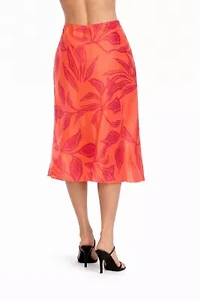 Asahi Print Leaf Midi Skirt