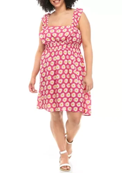Plus Flutter Sleeve Smocked Waist Dress