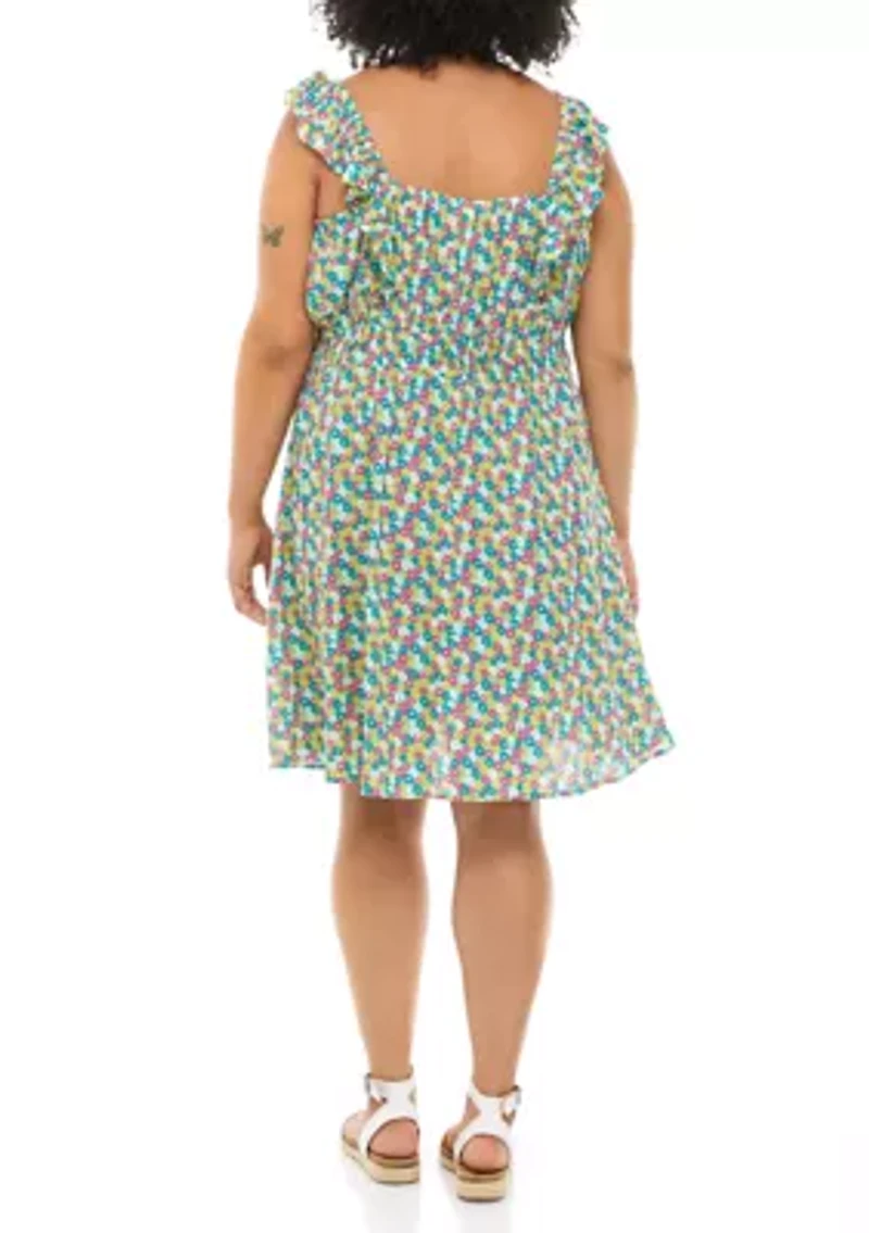 Plus Flutter Sleeve Smocked Waist Dress