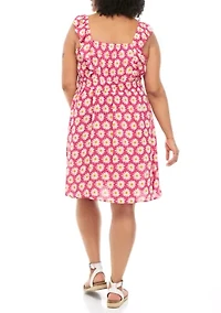Plus Flutter Sleeve Smocked Waist Dress