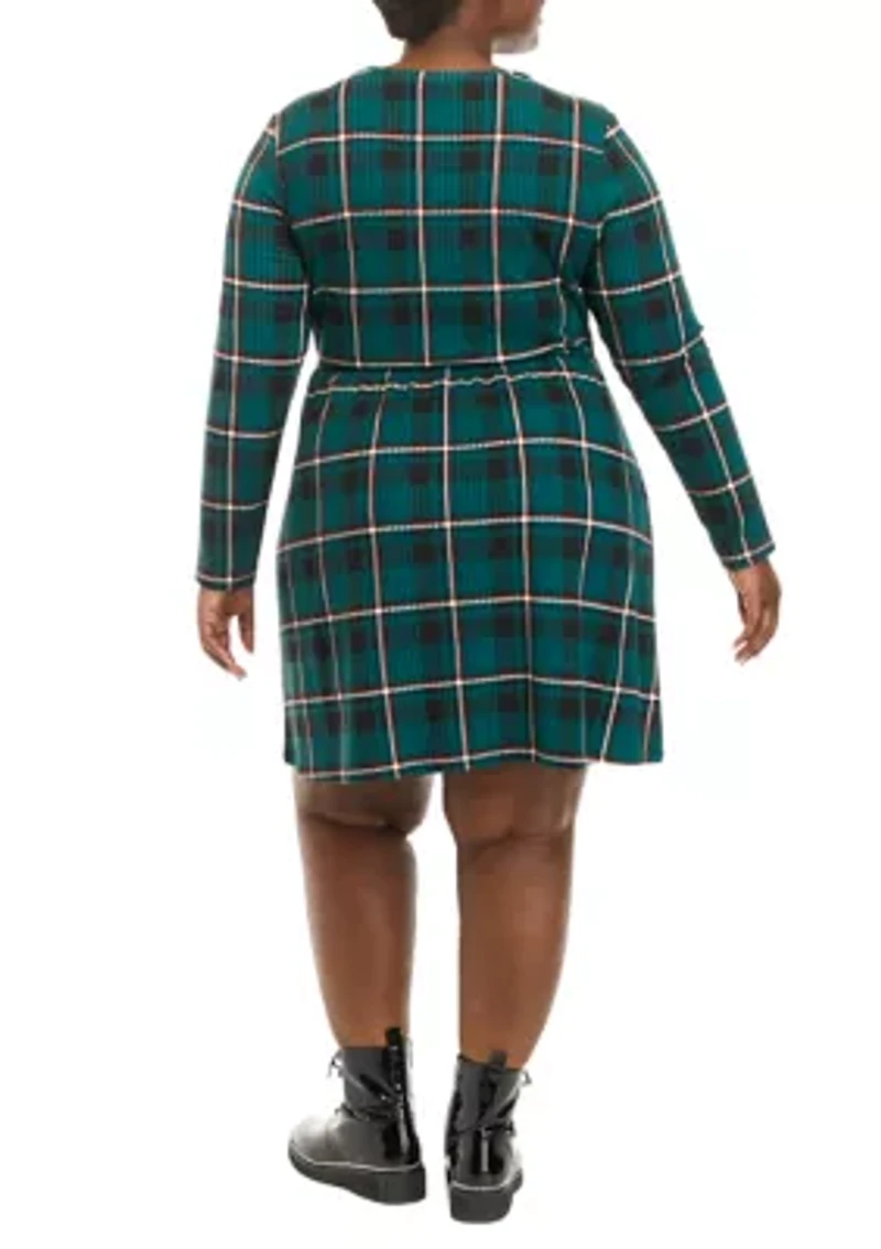 Plus Long Sleeve Cut Out Skater Dress