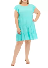 Plus Short Sleeve Tiered Dress