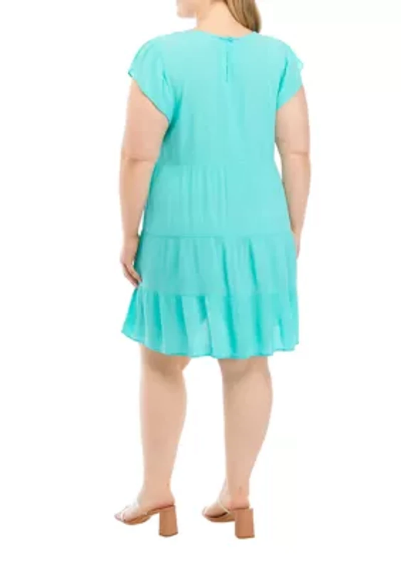 Plus Short Sleeve Tiered Dress