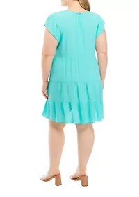 Plus Short Sleeve Tiered Dress