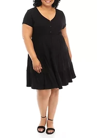 Plus Yummy Ribbed Babydoll Dress