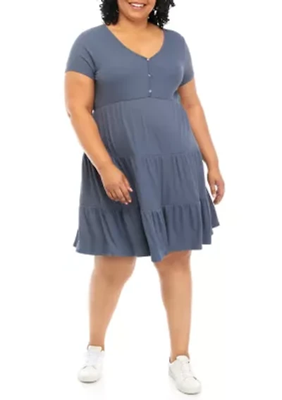 Plus Yummy Ribbed Babydoll Dress