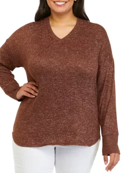 Plus Hacci Rib V-Neck Top