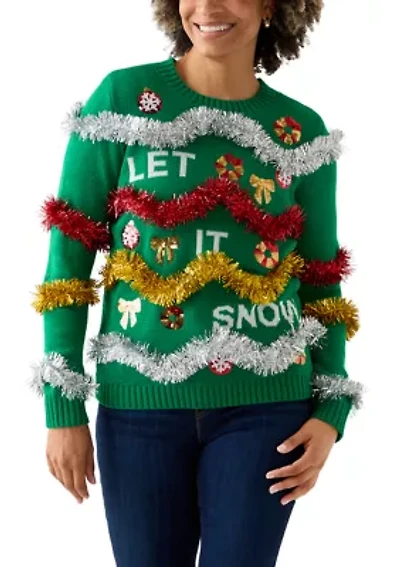 Women's Let It Snow Garland Sweater