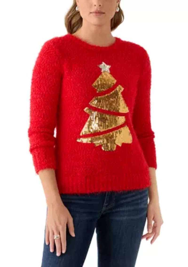 Women's Foil Christmas Tree Sweater