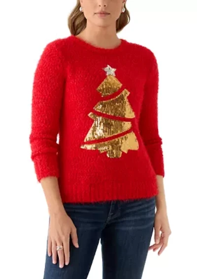 Women's Foil Christmas Tree Sweater