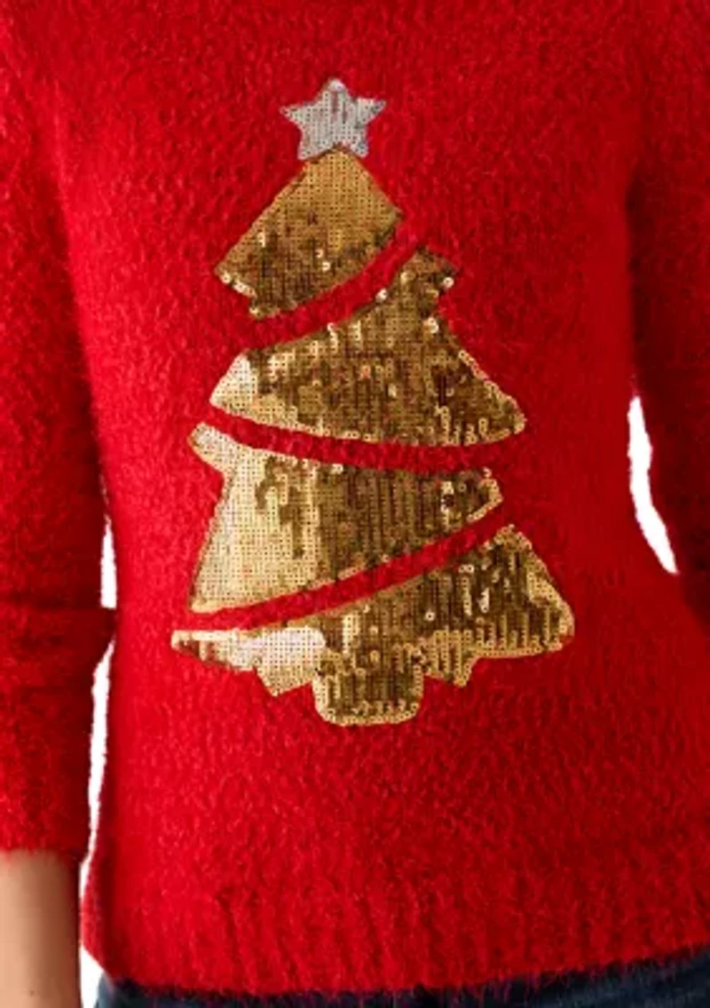 Women's Foil Christmas Tree Sweater