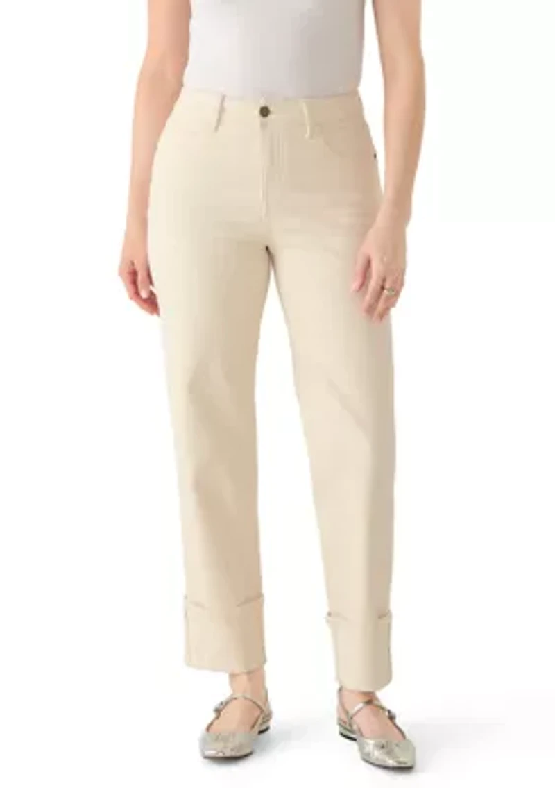 Women's Cuffed 5 Pocket Straight Leg Cropped Pants