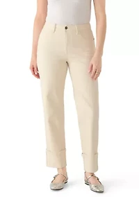 Women's Cuffed 5 Pocket Straight Leg Cropped Pants