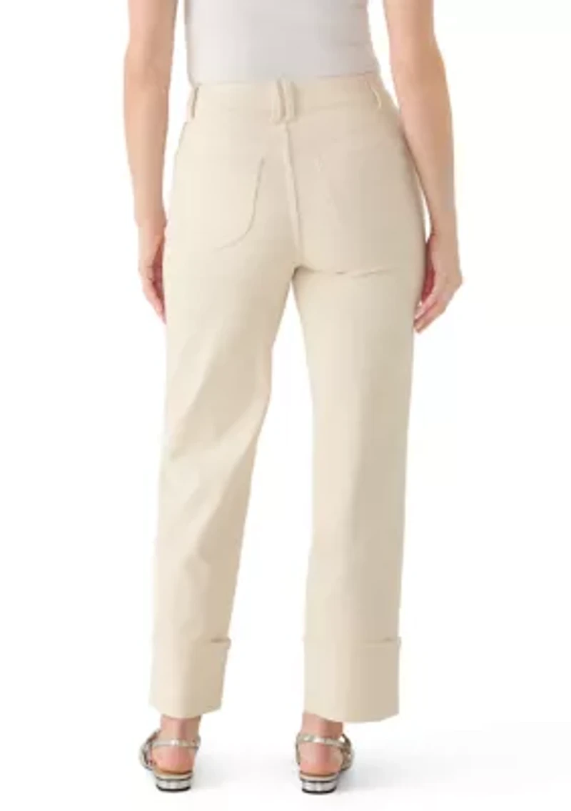 Women's Cuffed 5 Pocket Straight Leg Cropped Pants