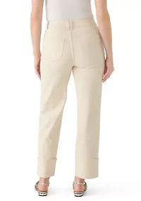 Women's Cuffed 5 Pocket Straight Leg Cropped Pants