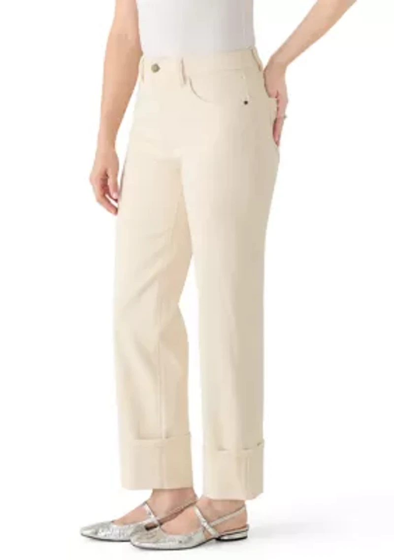 Women's Cuffed 5 Pocket Straight Leg Cropped Pants