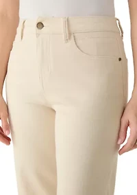 Women's Cuffed 5 Pocket Straight Leg Cropped Pants