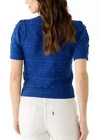 Women's Short Sleeve Scallop Trim Sweater