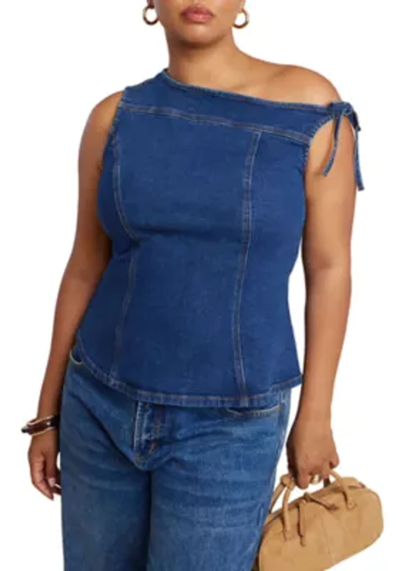 Asym Denim Top (Plus Size)