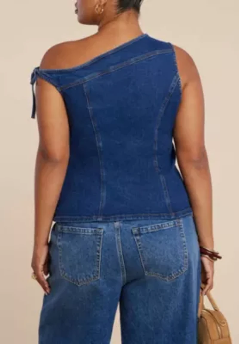 Asym Denim Top (Plus Size)
