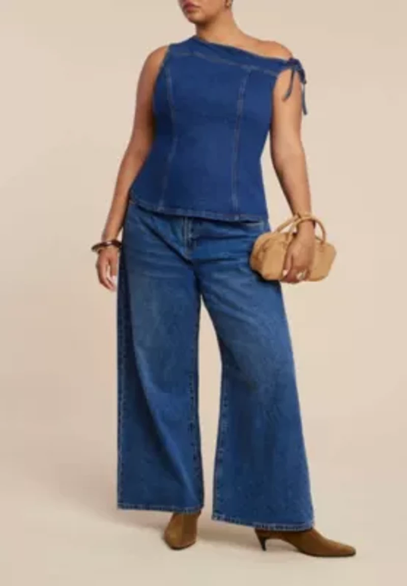 Asym Denim Top (Plus Size)