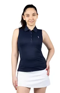 Textured Grid Sleeveless Polo