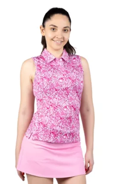 Paisley Printed Sleeveless Polo