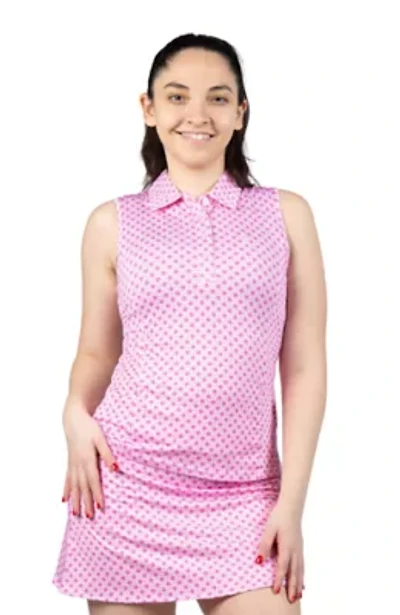 Geo Floral Printed Sleeveless Polo