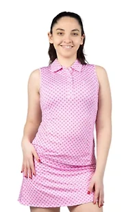 Geo Floral Printed Sleeveless Polo